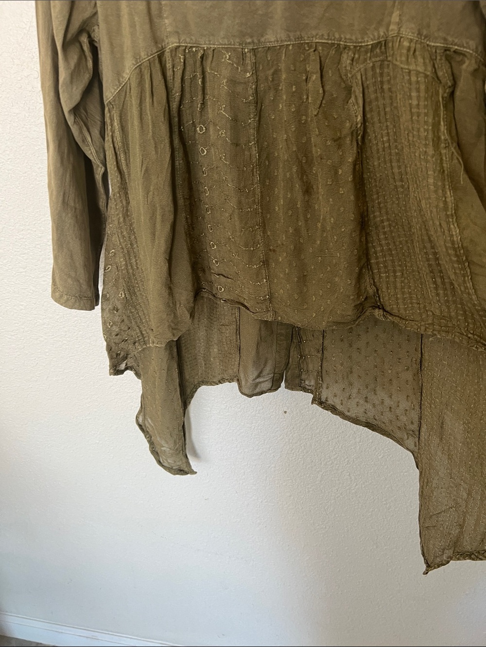 Venezia Olive Embroidered V-Neck Button Tunic - Picture 6 of 11
